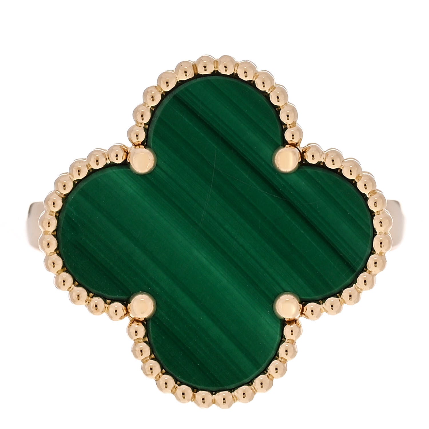 Van Cleef & Arpels 18K Yellow Gold Malachite Magic Alhambra Ring 55 7.25 1 of 5
