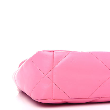 Chanel Shiny Lambskin Quilted Medium Chanel 19 Flap Neon Pink 8 of 10