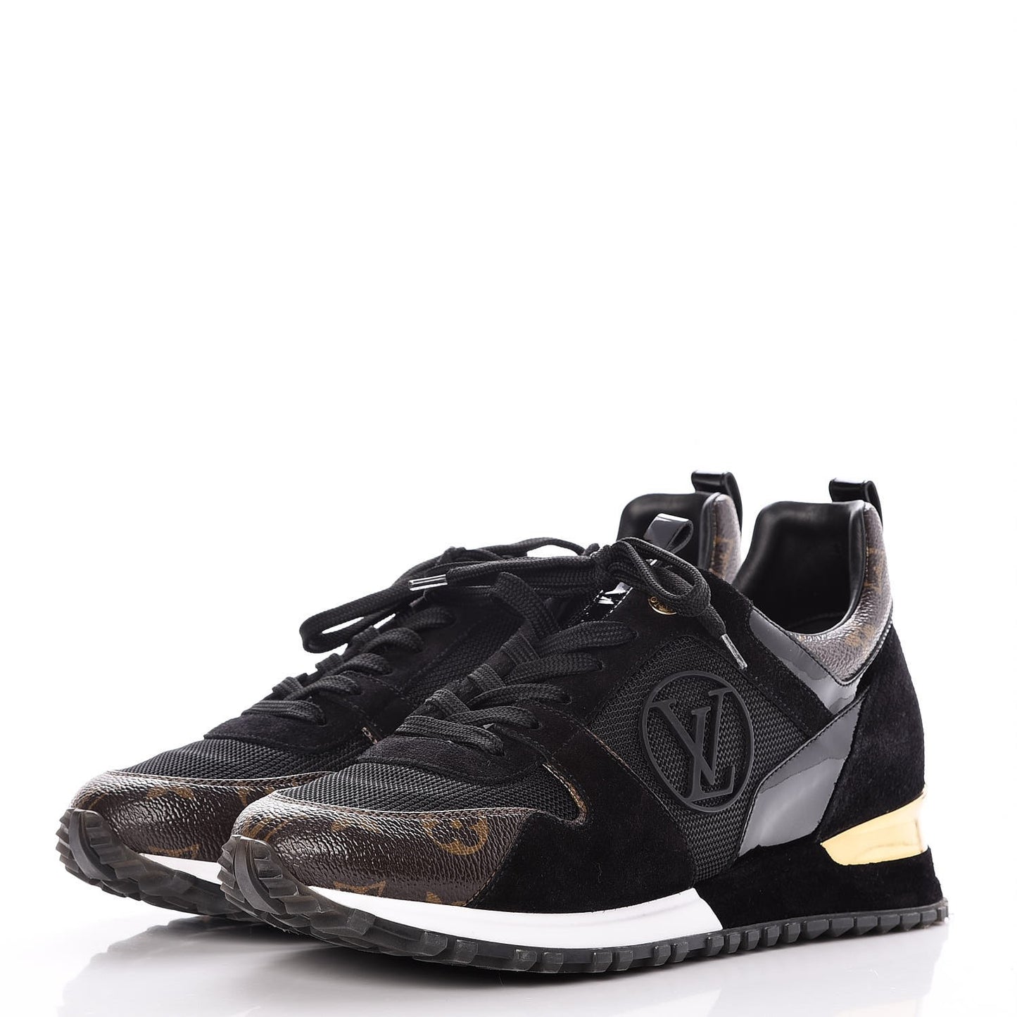Suede Monogram Run Away Sneakers 39 Black