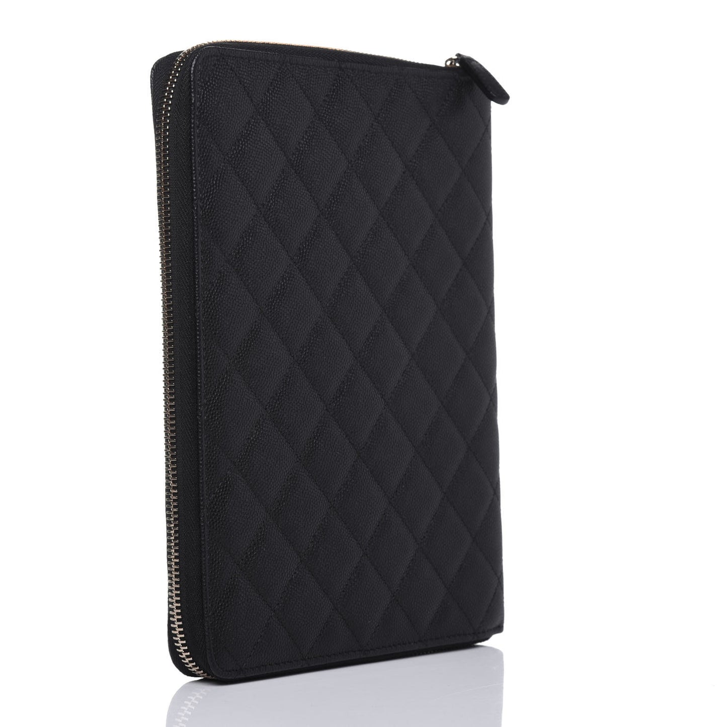 Caviar Quilted Zip Around Notebook Agenda Cover Black
