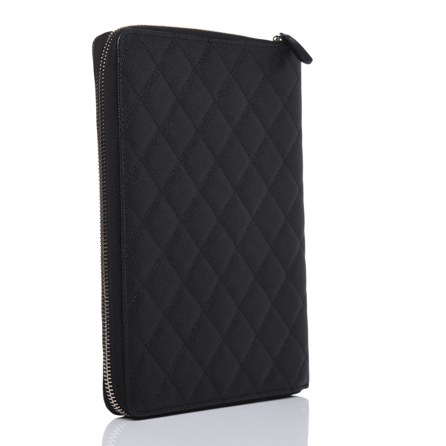 Chanel Caviar Quilted Zip Around Notebook Agenda Cover Black 3 of 12