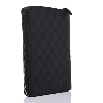 Chanel Caviar Quilted Zip Around Notebook Agenda Cover Black 3 of 12