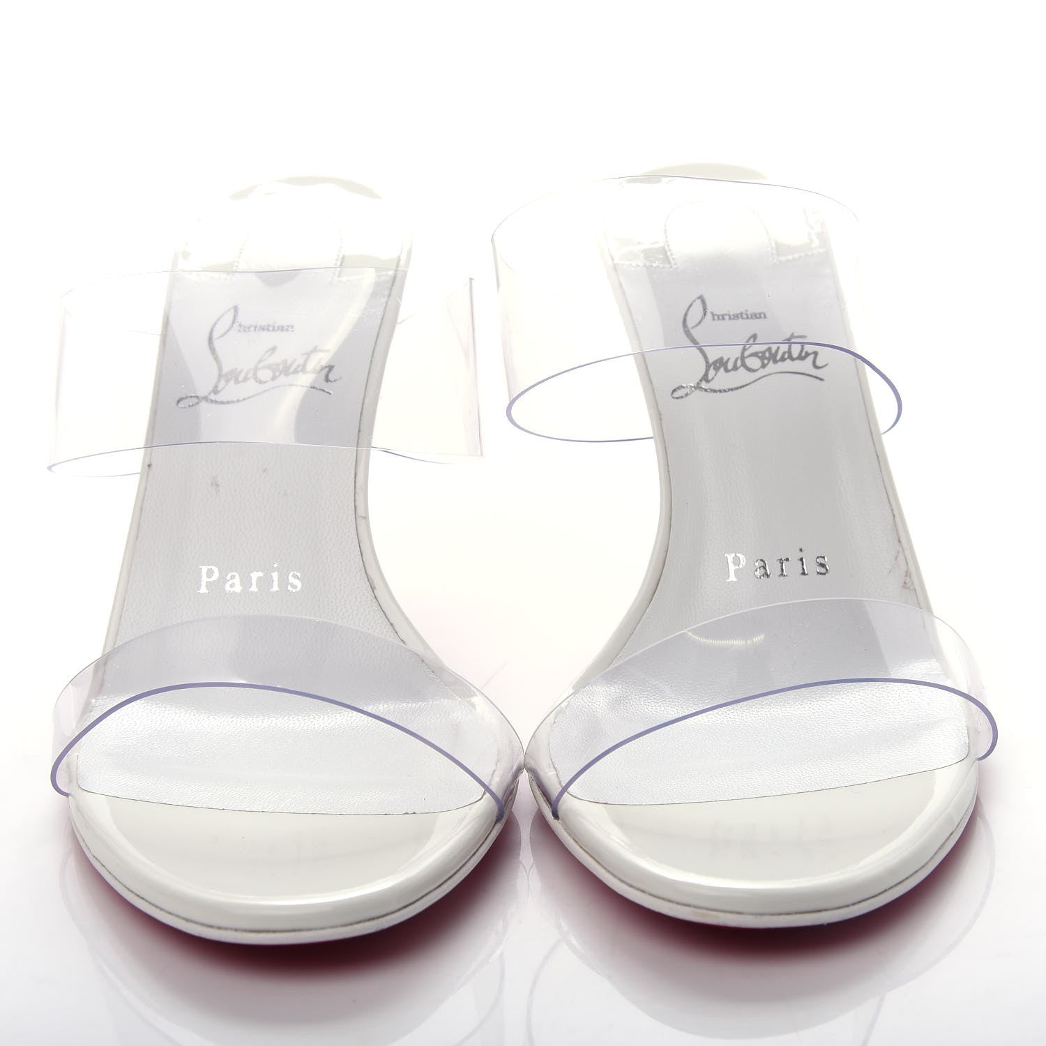 Christian Louboutin Patent PVC Just Nothing 85 Slide Sandals 36.5 White 5 of 10