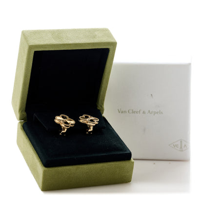 Van Cleef & Arpels 18K Yellow Gold Guilloche Vintage Alhambra Earrings 5 of 5