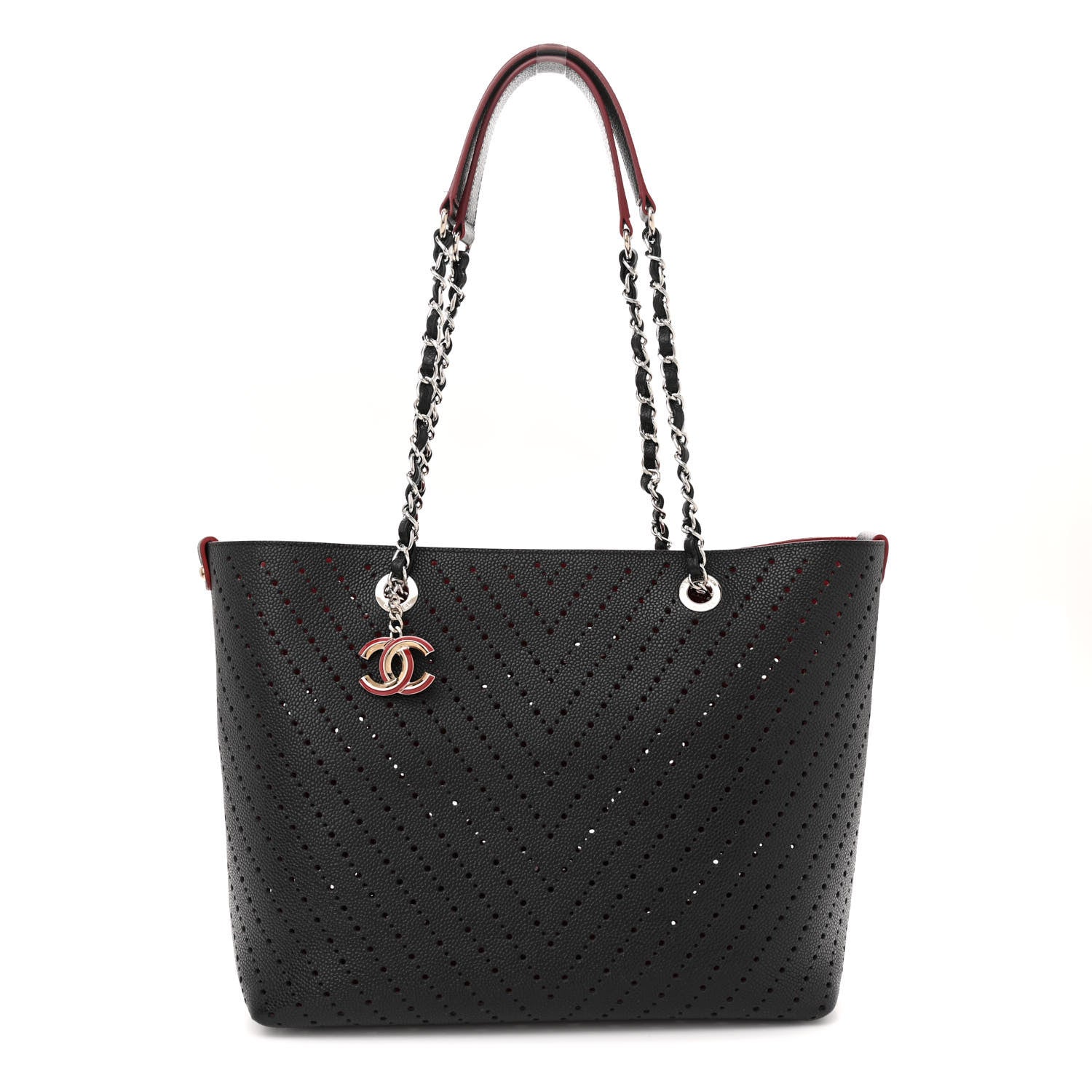 Chanel Perforated Grained Calfskin Large Shopping Tote Black 1 of 11