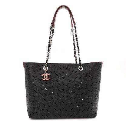 Chanel Perforated Grained Calfskin Large Shopping Tote Black 1 of 11
