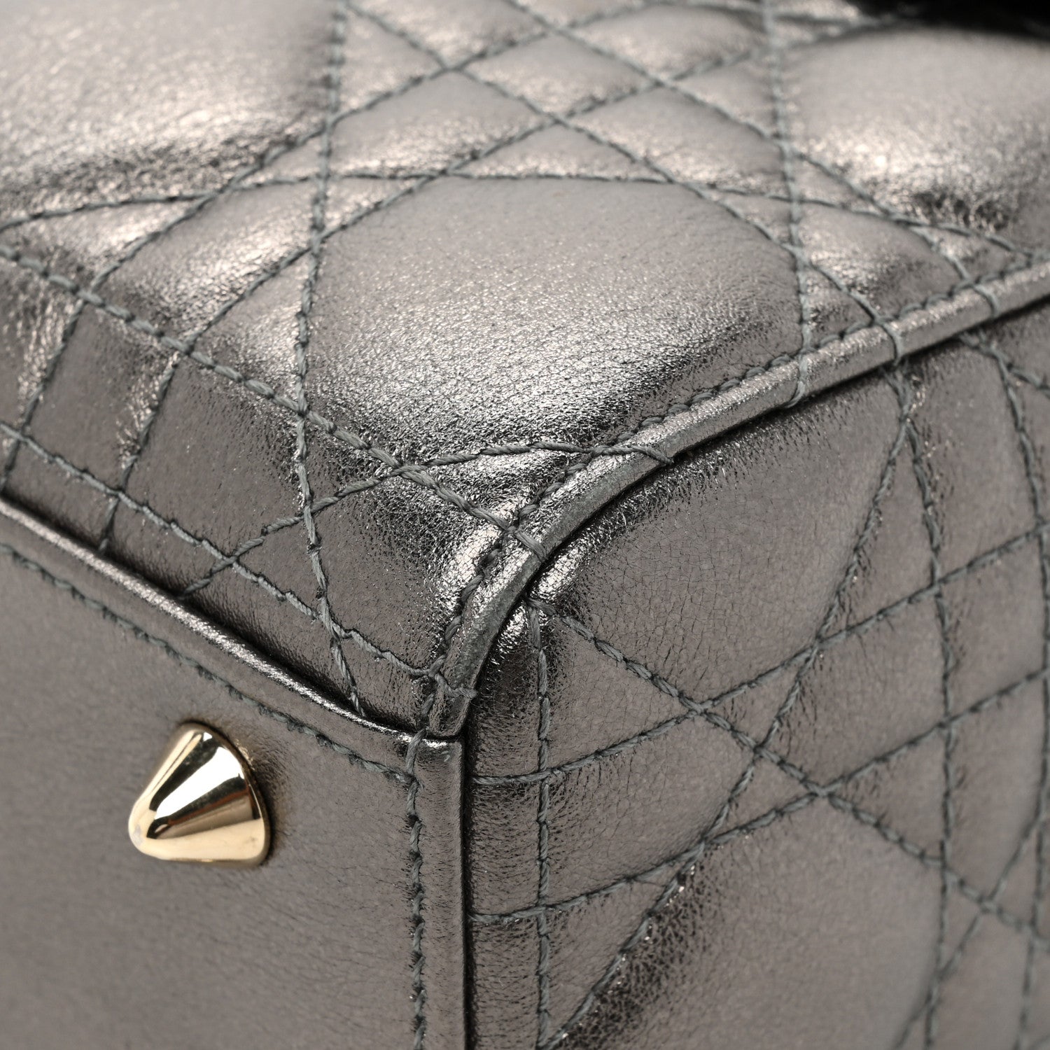 Christian Dior Lambskin Cannage Small My ABCDior Lady Dior Metallic Grey 10 of 14