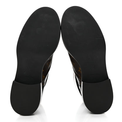 Louis Vuitton Calfskin Monogram Wonderland Flat Ranger Boots 38 Black 5 of 8