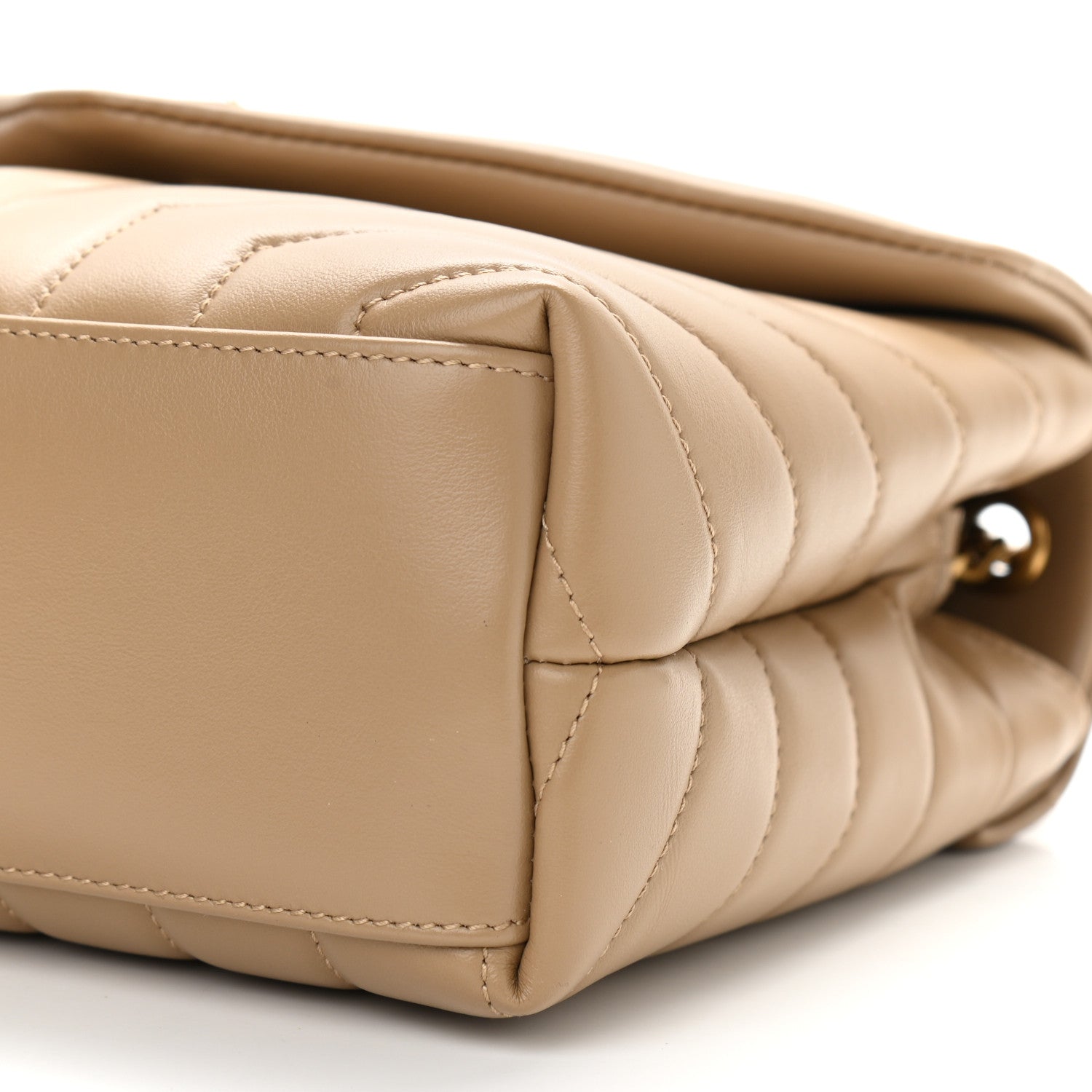 Saint Laurent Calfskin Y Quilted Monogram Small Loulou Chain Satchel Dark Beige 10 of 10