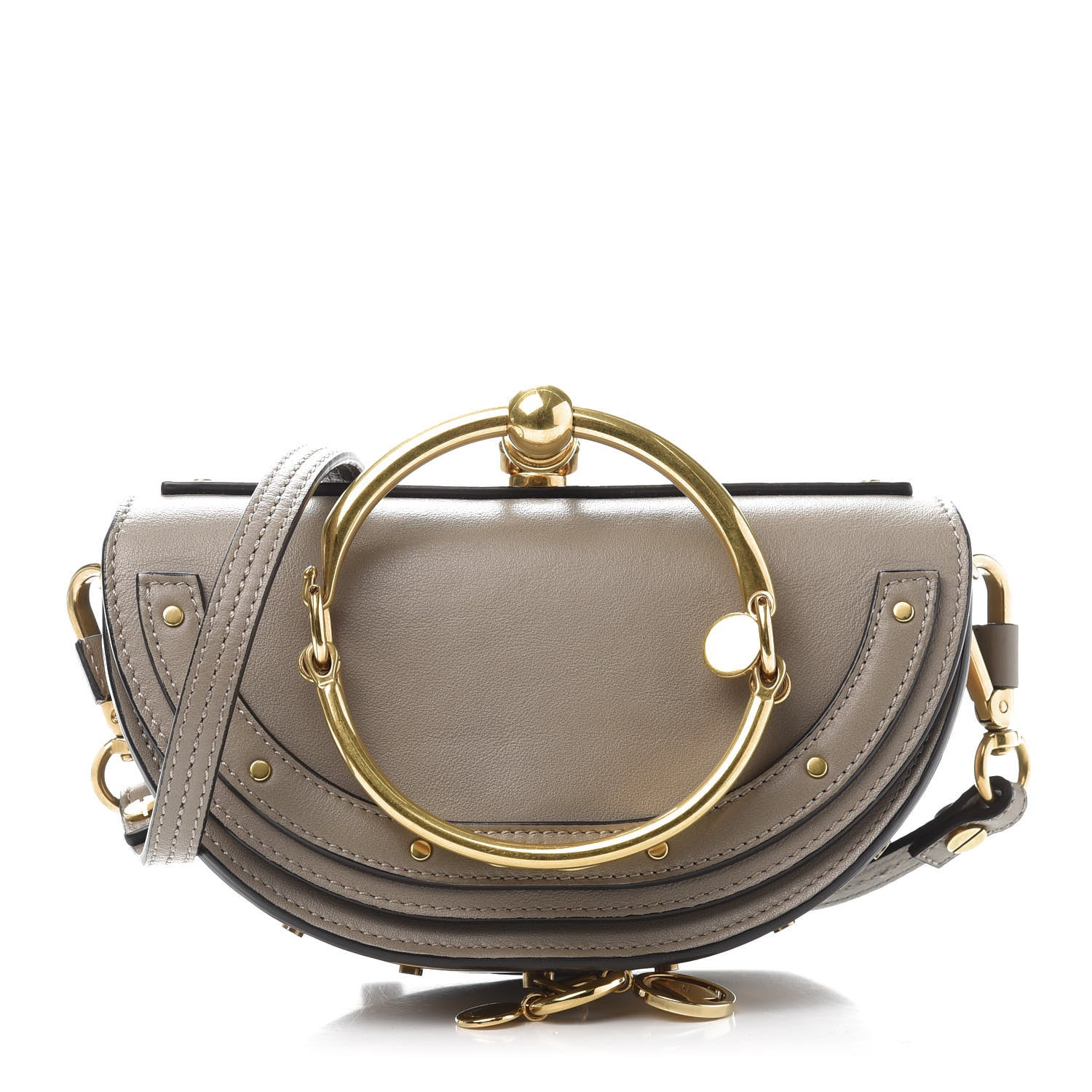 Chloe Calfskin Small Nile Bracelet Minaudiere Bag Motty Grey 1 of 12