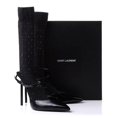 Saint Laurent Patent Calfskin Edie Studded Sock Pumps 35.5 Black 11 of 11