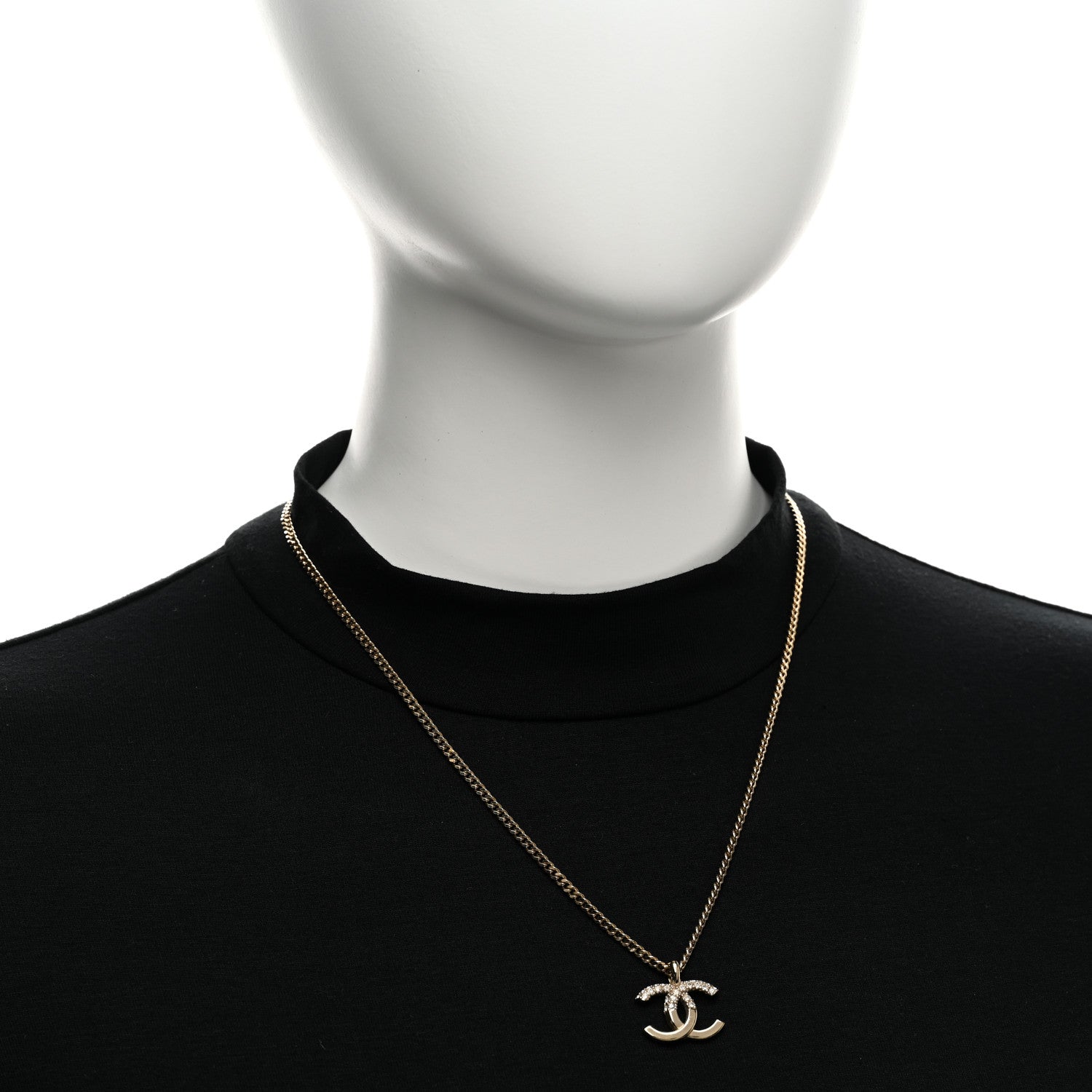 Chanel Crystal Logo CC Chain Necklace Light Gold 2 of 5