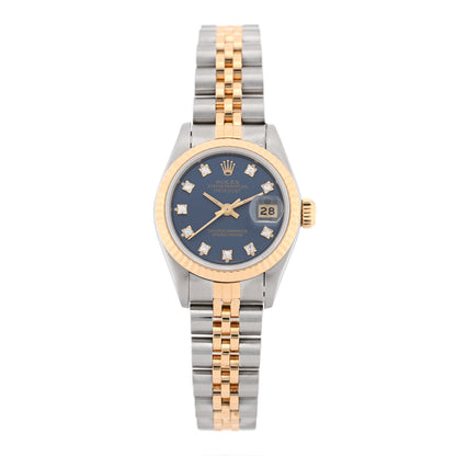 Rolex Stainless Steel 18K Yellow Gold Diamond 26mm Oyster Perpetual Datejust Watch Blue Gradient 69173 1 of 4