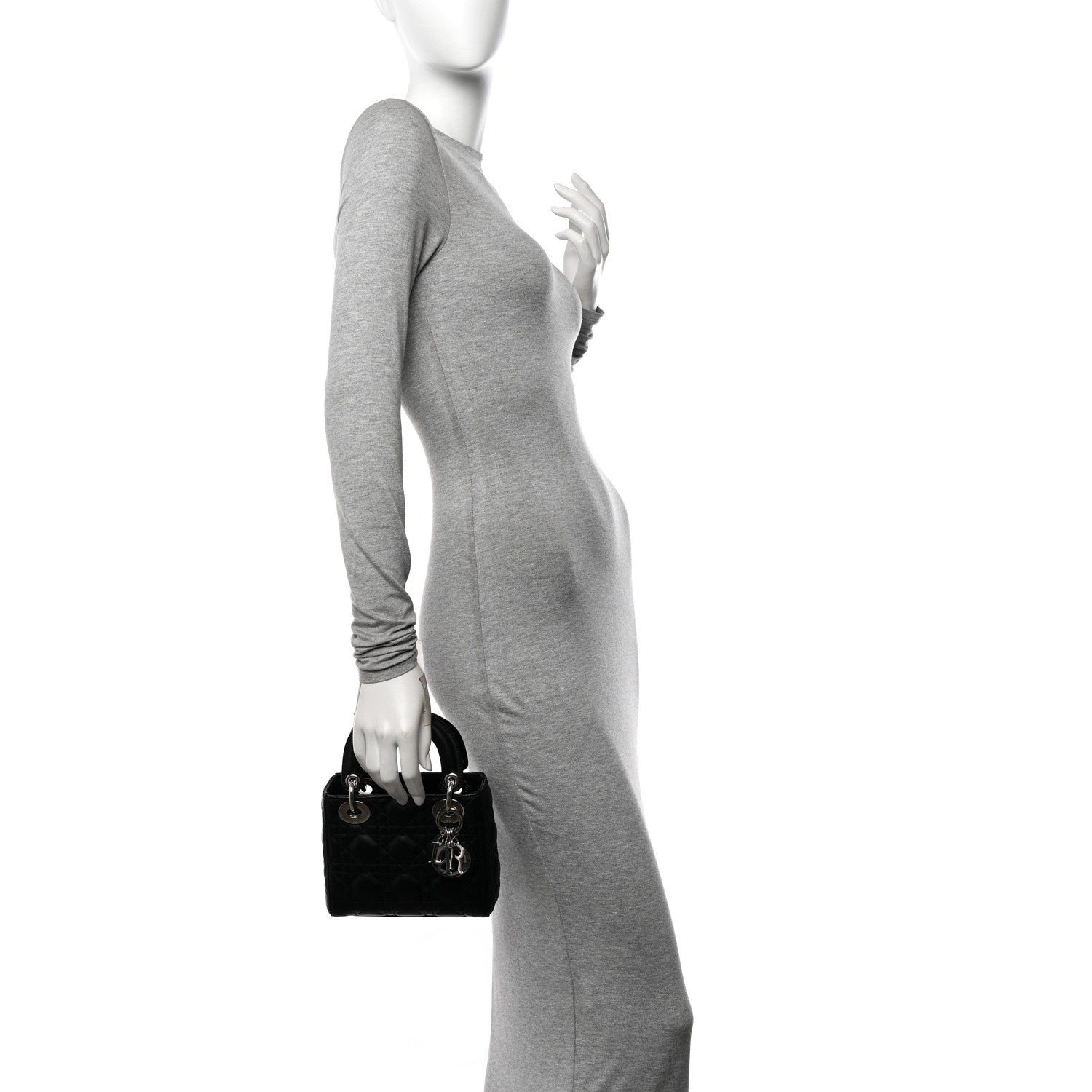 Christian Dior Lambskin Cannage Mini Lady Dior Black 2 of 10