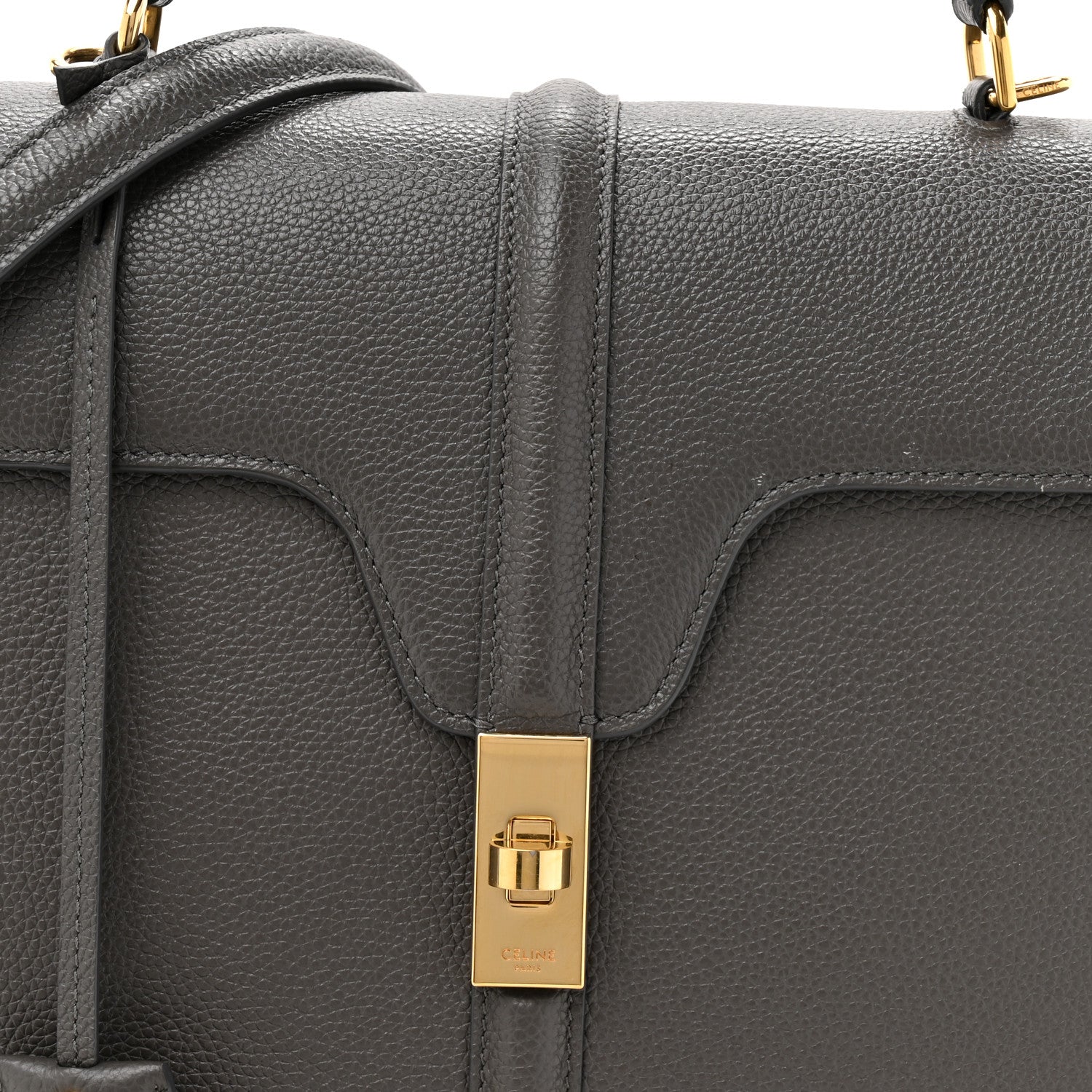 Celine Grained Calfskin Classique Medium 16 Top Handle Bag Grey 8 of 12