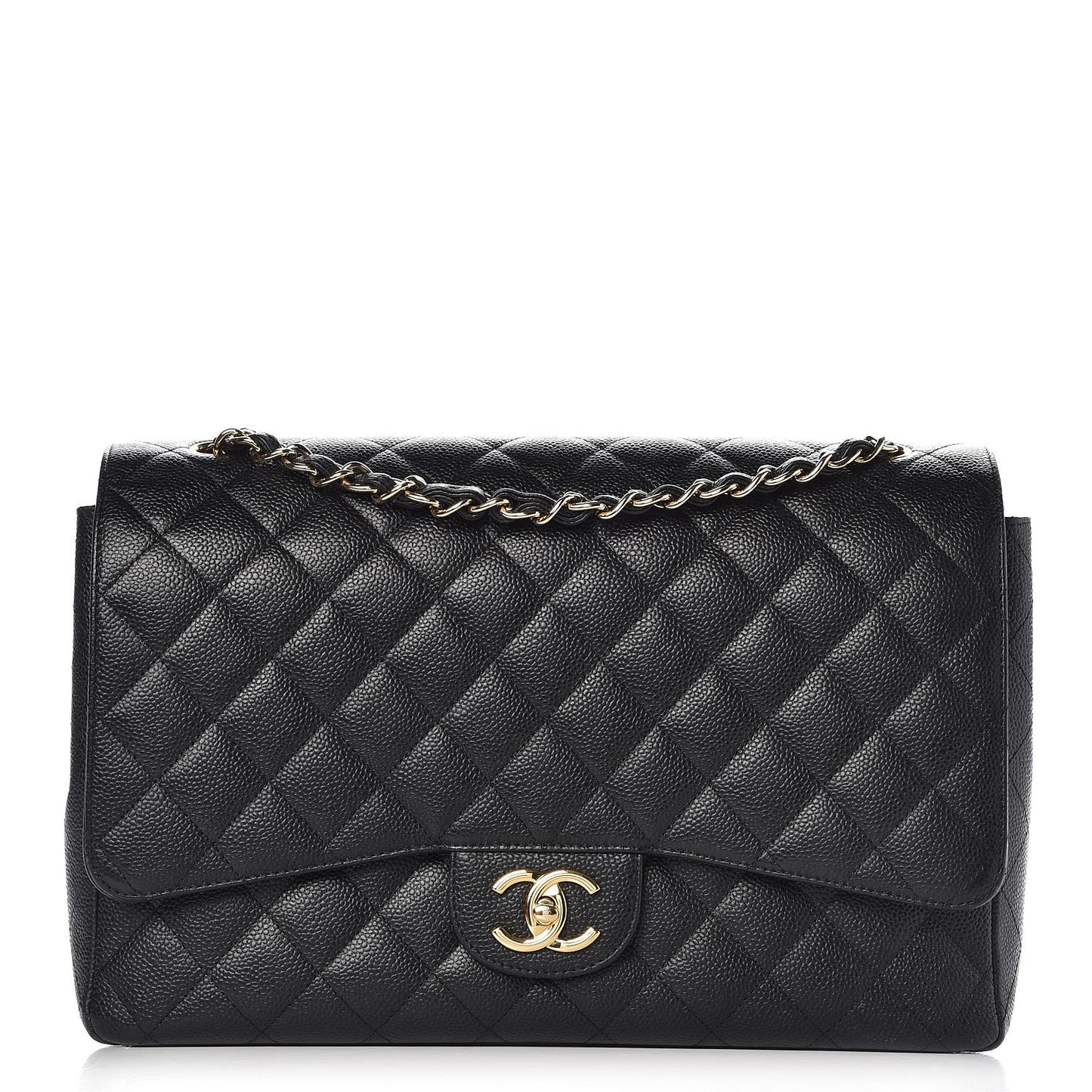Caviar Quilted Maxi Double Flap Black