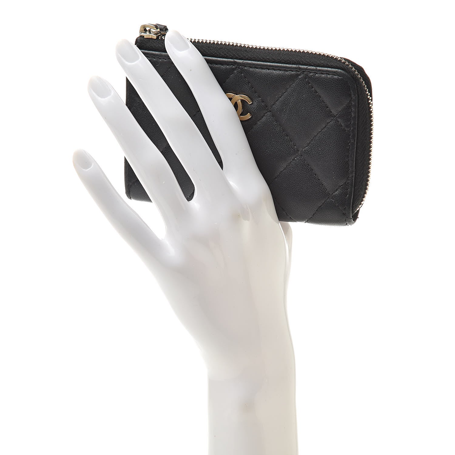 Chanel Lambskin Quilted Zip Coin Purse Black 2 of 9