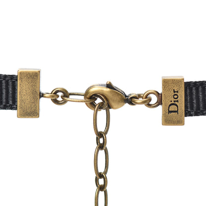 Christian Dior Grosgrain Ribbon Star Choker Necklace Black 4 of 4