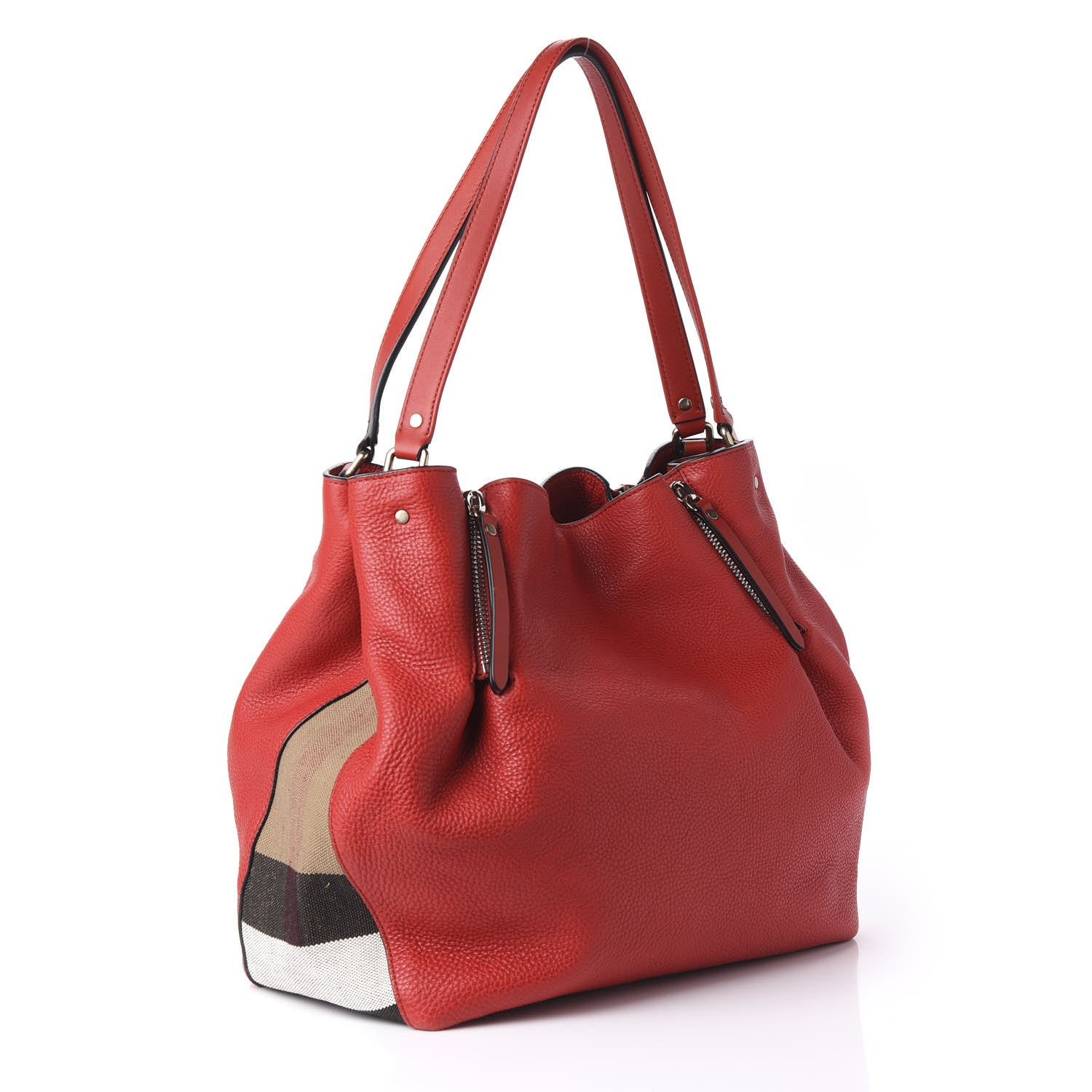 Burberry Brit Calfskin House Check Medium Maidstone Red 2 of 8