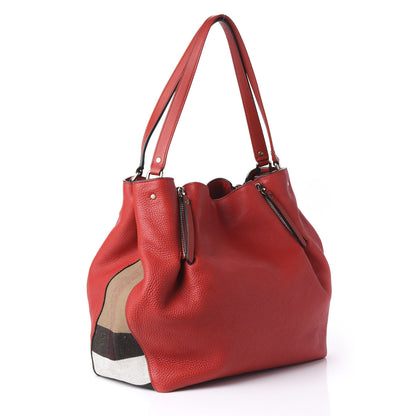 Burberry Brit Calfskin House Check Medium Maidstone Red 2 of 8
