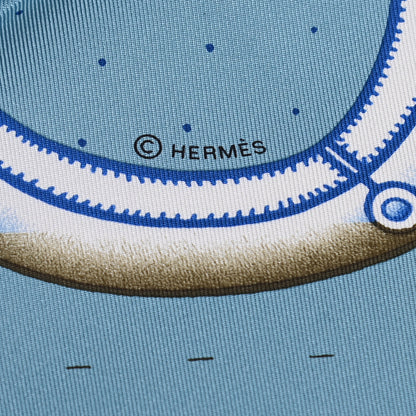 Hermes Silk Harnais De Timon Scarf 90 Bleu Glacier Bordeaux 4 of 5