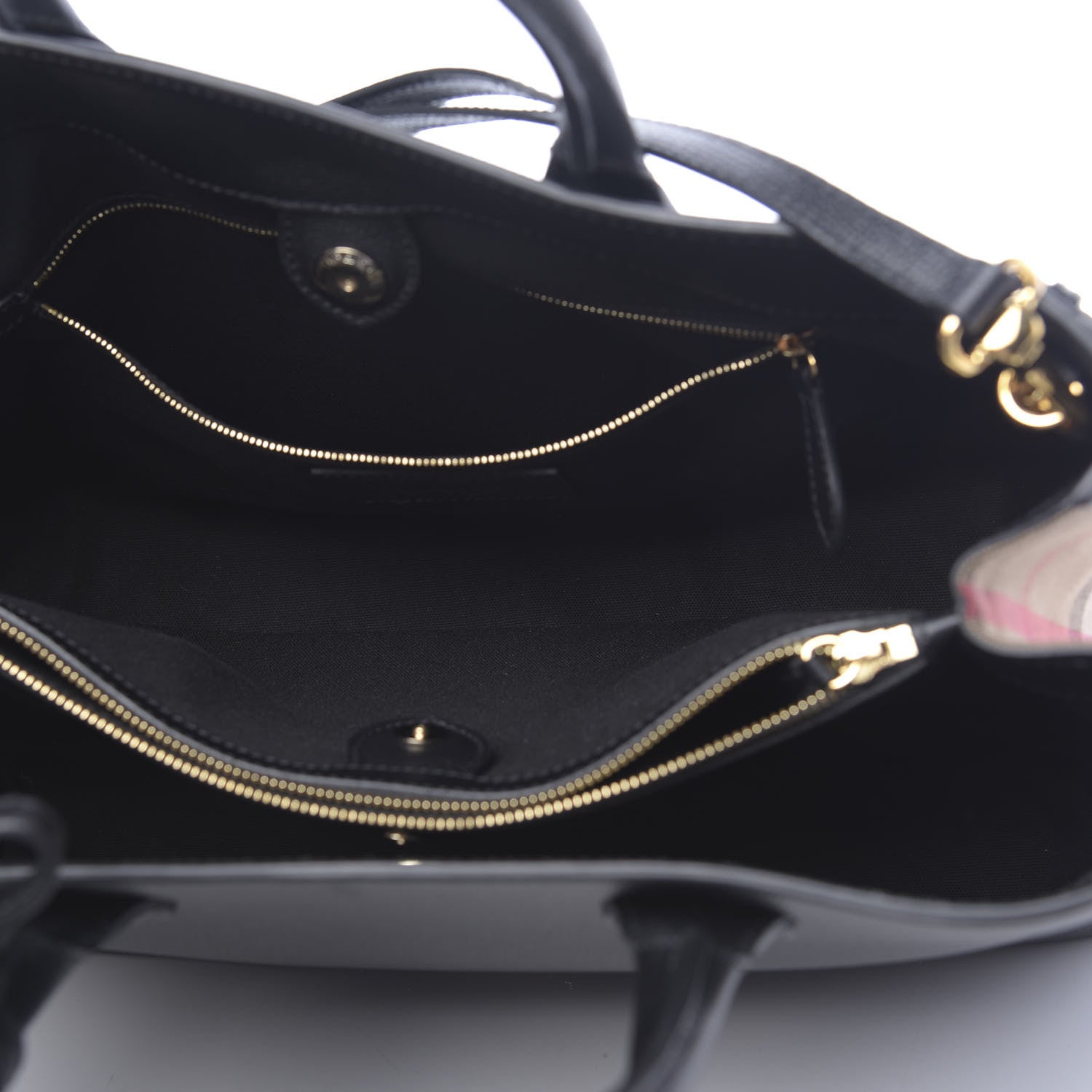 Burberry Grainy Calfskin House Check Large Banner Tote Black 6 of 12