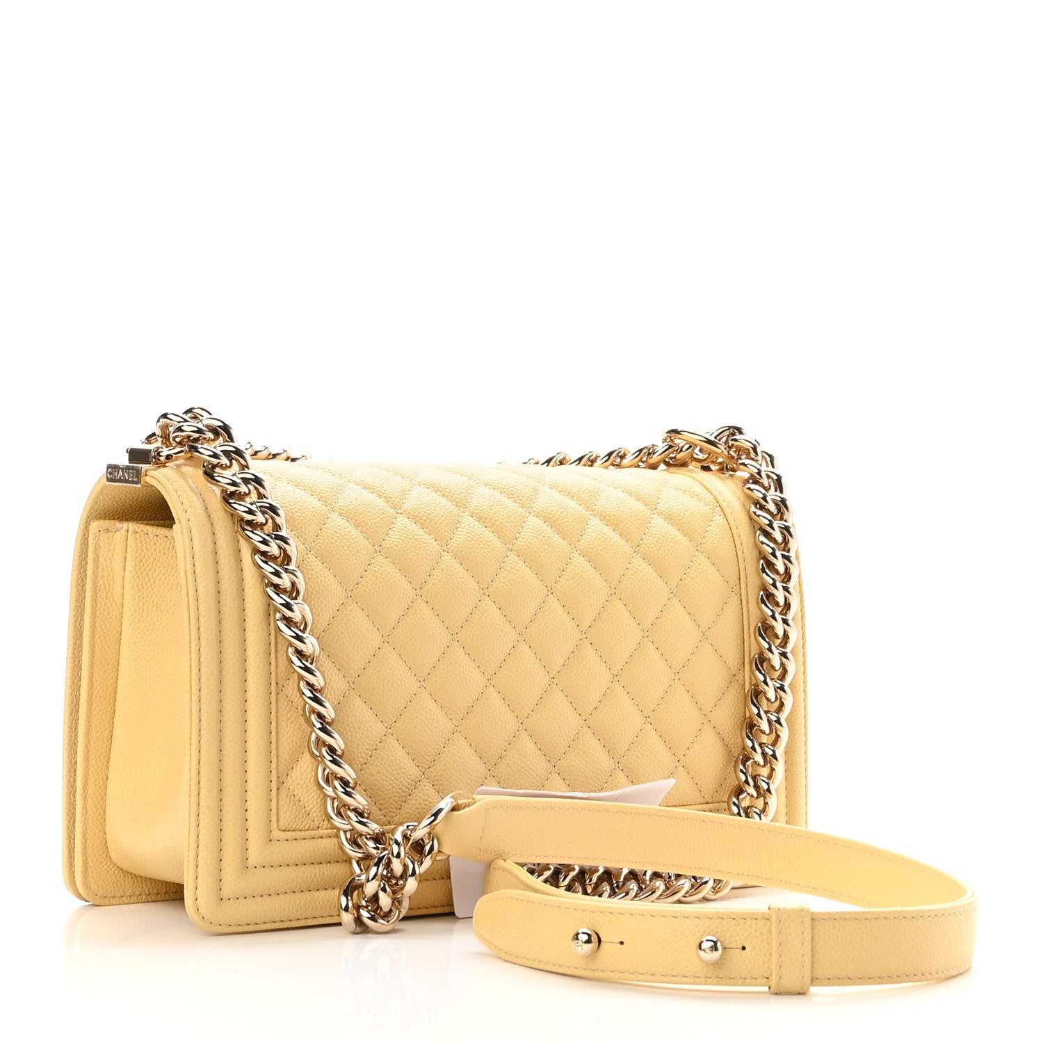 Chanel Caviar Quilted Medium Boy Flap Yellow 3 of 10