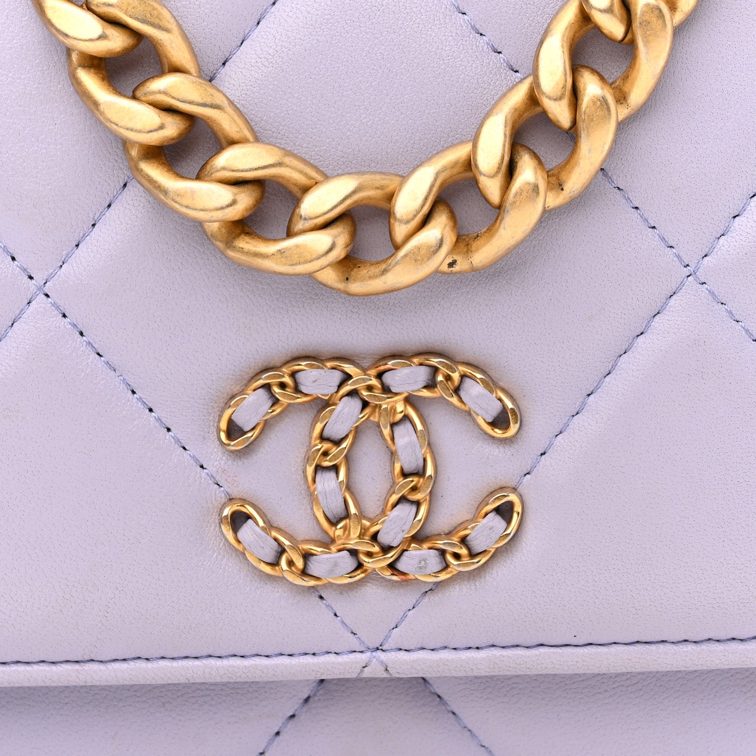 Chanel Lambskin Quilted Chanel 19 Wallet On Chain WOC Light Purple 9 of 12