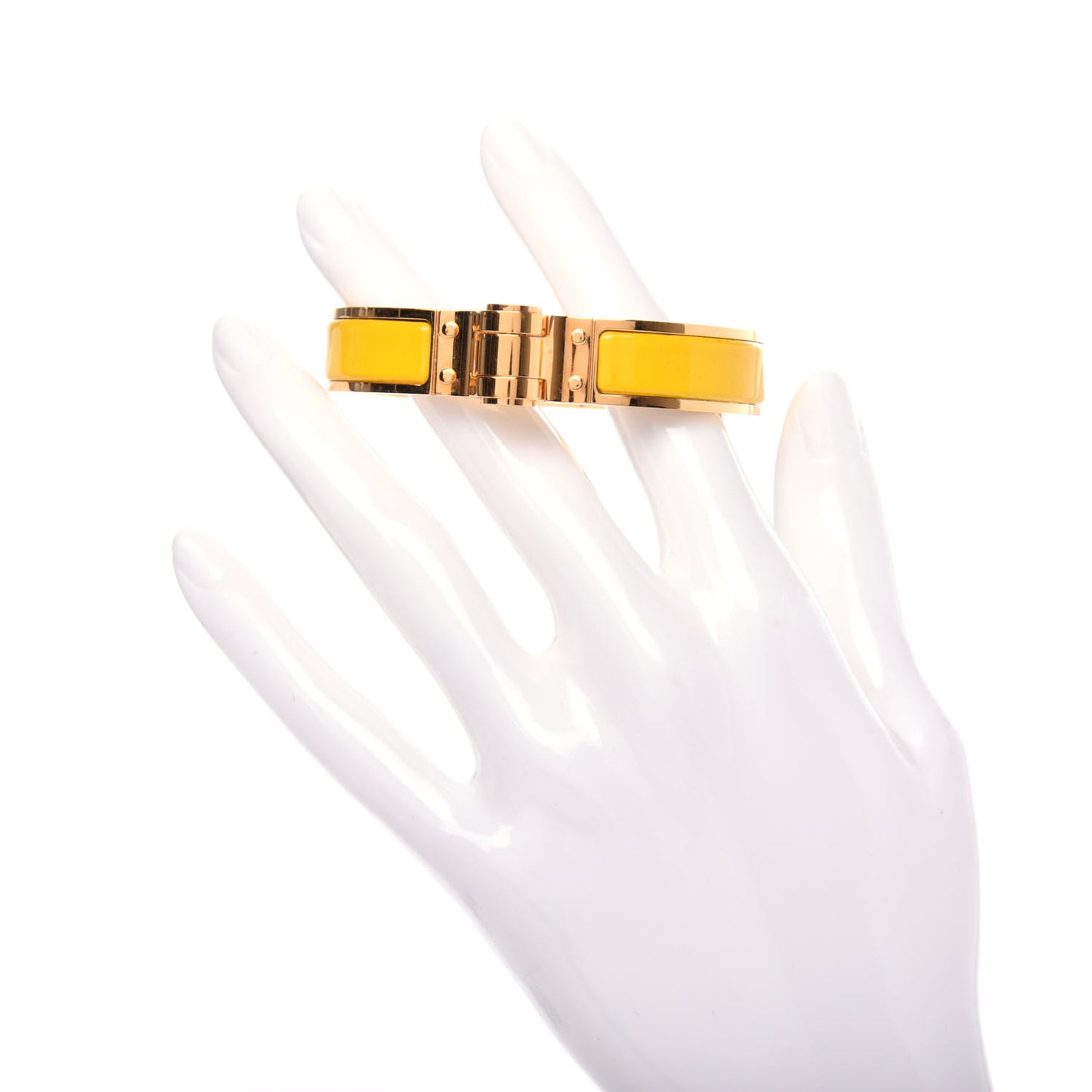 Enamel Charniere Uni Narrow Hinged Bracelet S Jaune Soleil