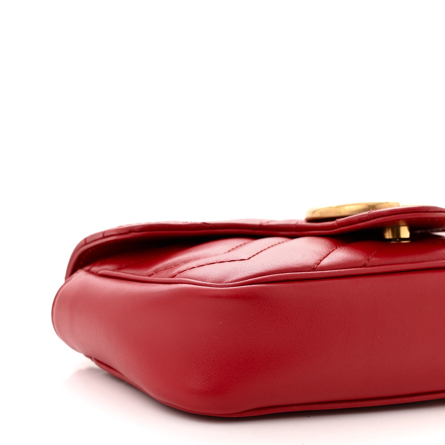 Calfskin Matelasse Super Mini GG Marmont Shoulder Bag Hibiscus Red