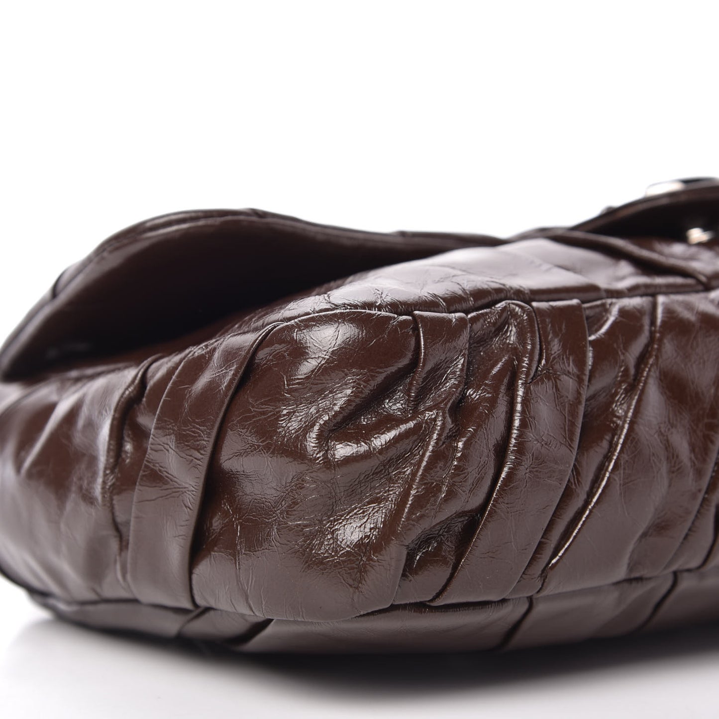 Glazed Calfskin Twisted Medium Flap Brown