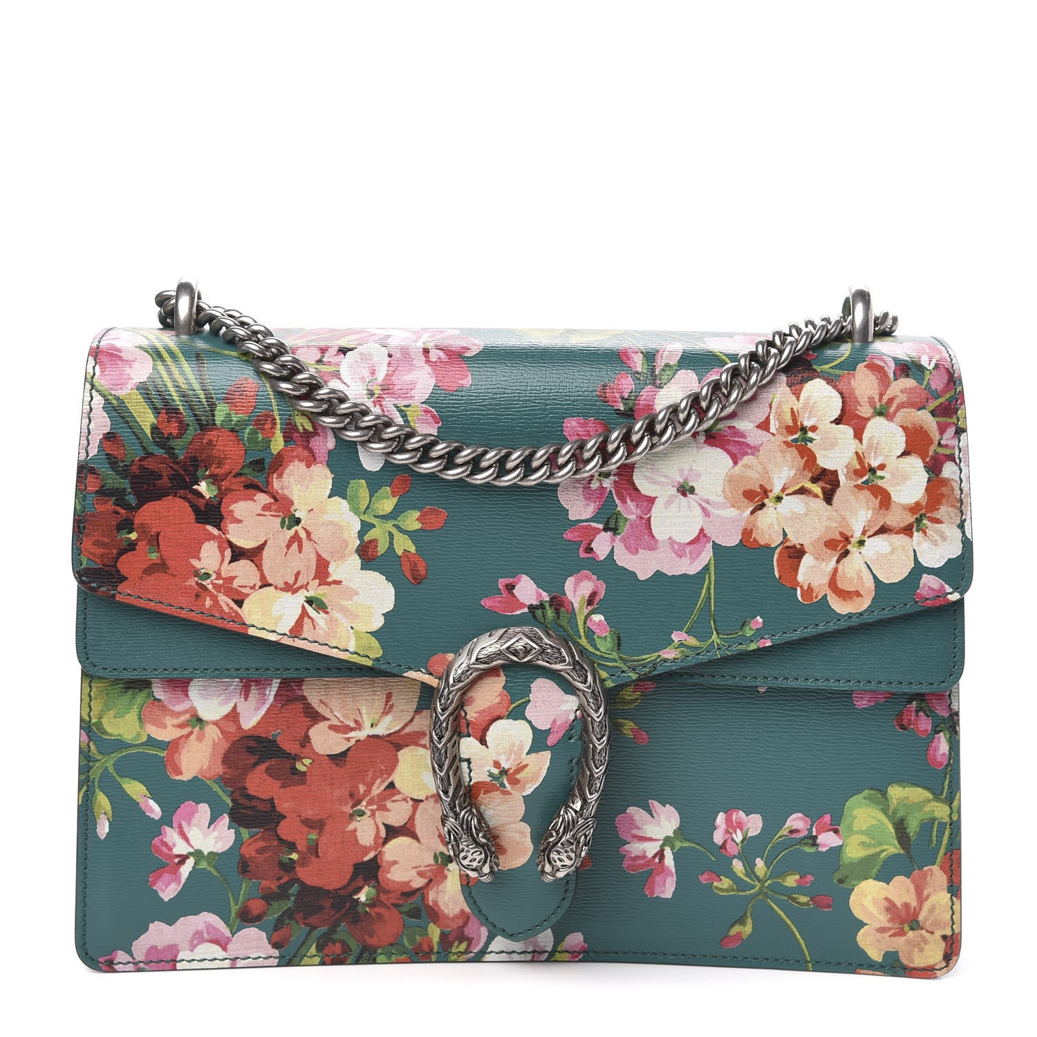 Gucci Calfskin Blooms Print Medium Dionysus Shoulder Bag Bright Emerald Multicolor 1 of 10