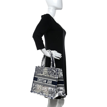 Christian Dior Canvas Embroidered Medium Around The World Book Tote Blue 2 of 10