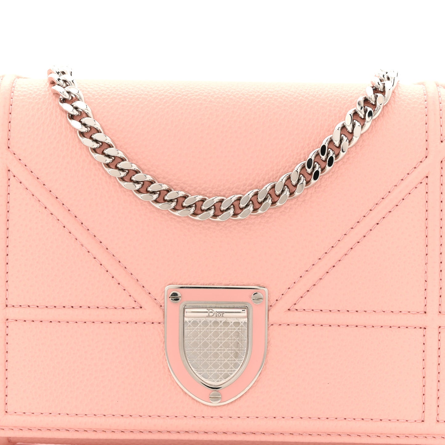 Grained Calfskin Diorama Wallet on Chain Pouch Nude