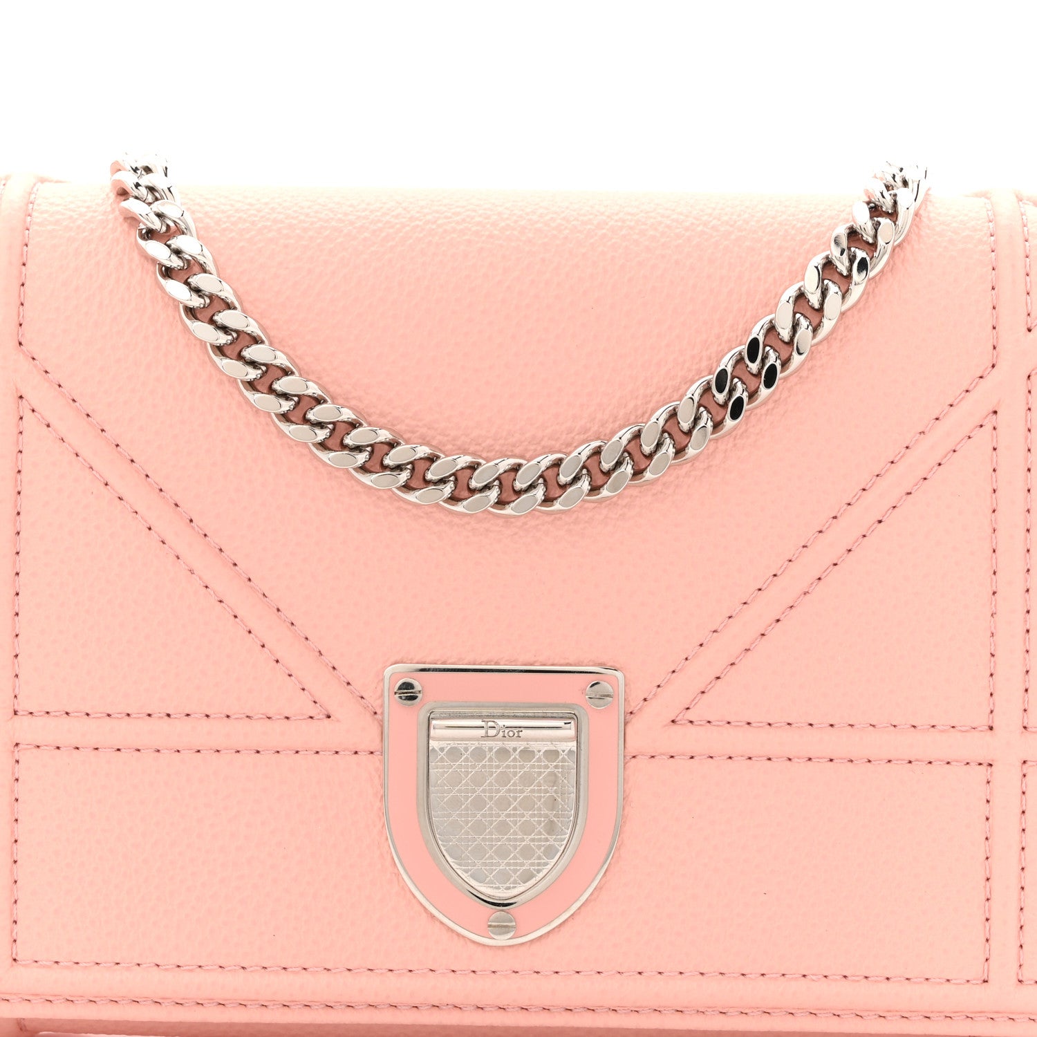 Christian Dior Grained Calfskin Diorama Wallet on Chain Pouch Nude 15 of 21
