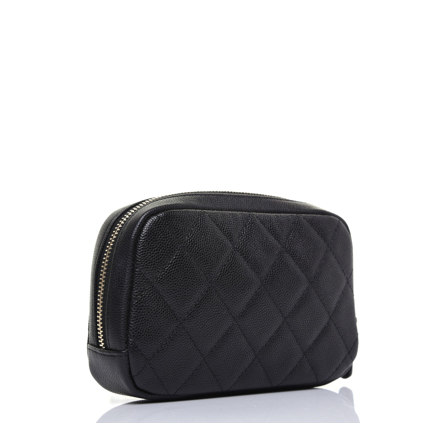 Caviar Quilted Small Curvy Pouch Cosmetic Case Black
