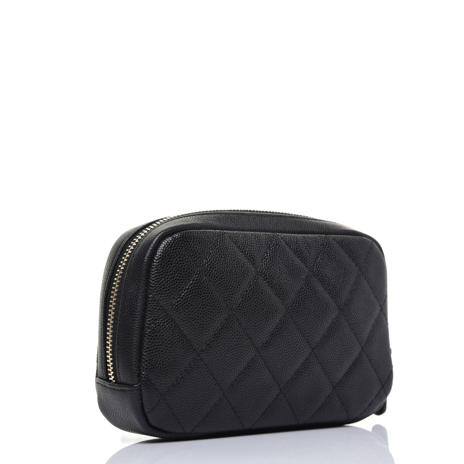 Chanel Caviar Quilted Small Curvy Pouch Cosmetic Case Black 3 of 11
