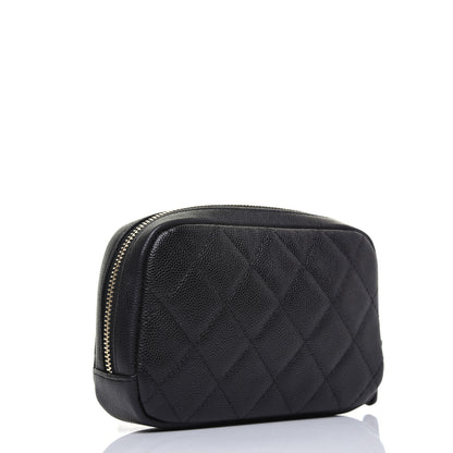 Chanel Caviar Quilted Small Curvy Pouch Cosmetic Case Black 3 of 11