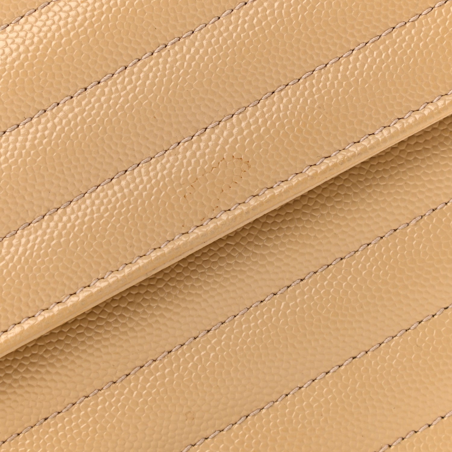 Saint Laurent Grain De Poudre Matelasse Chevron Monogram Chain Wallet Dark Beige 10 of 10