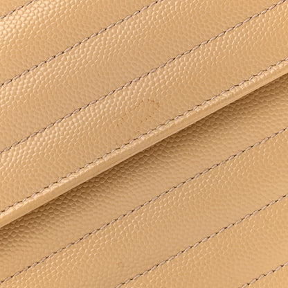 Saint Laurent Grain De Poudre Matelasse Chevron Monogram Chain Wallet Dark Beige 10 of 10