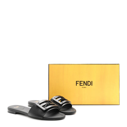 Fendi Vitello Cuoio Baguette Flat Slide Sandals 37 Black 9 of 9