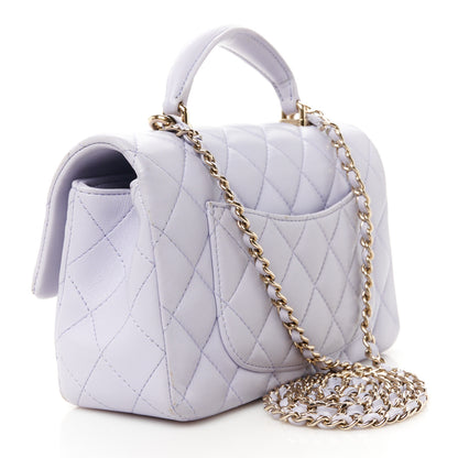 Chanel Lambskin Quilted Mini Top Handle Rectangular Flap Light Purple 3 of 13