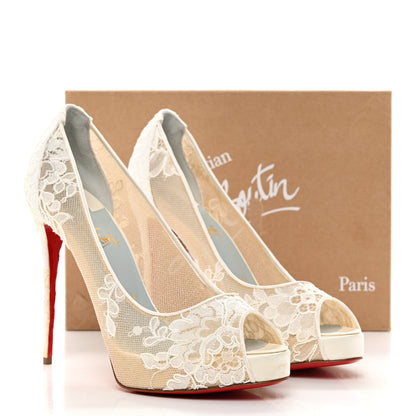 Christian Louboutin Rete Dentelle Lurex Very Lace 120 Pumps 40.5 White 8 of 8