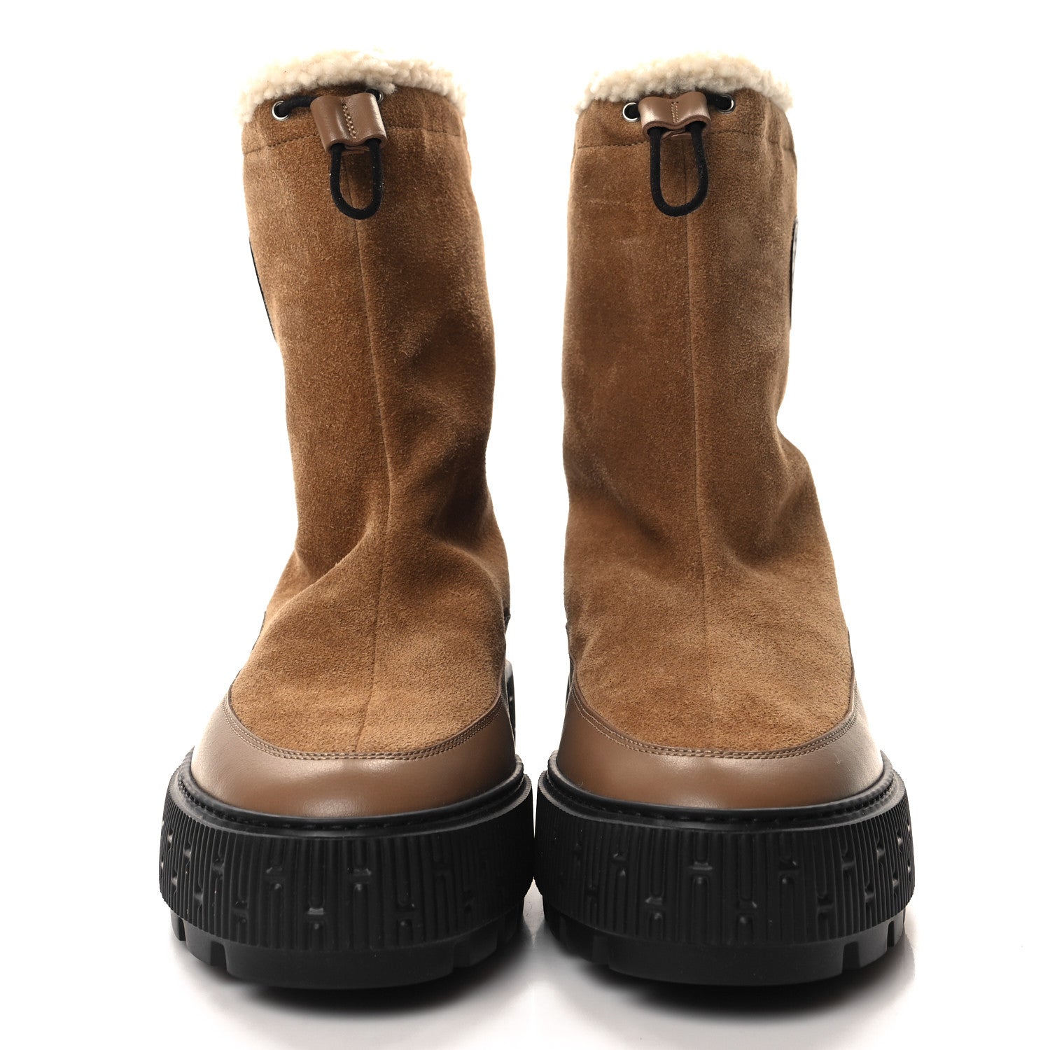 Hermes Suede Shearling Calfskin Womens Journey Ankle Boots 41 Brun Fumé 41 Brun Fumé Ecru 2 of 7