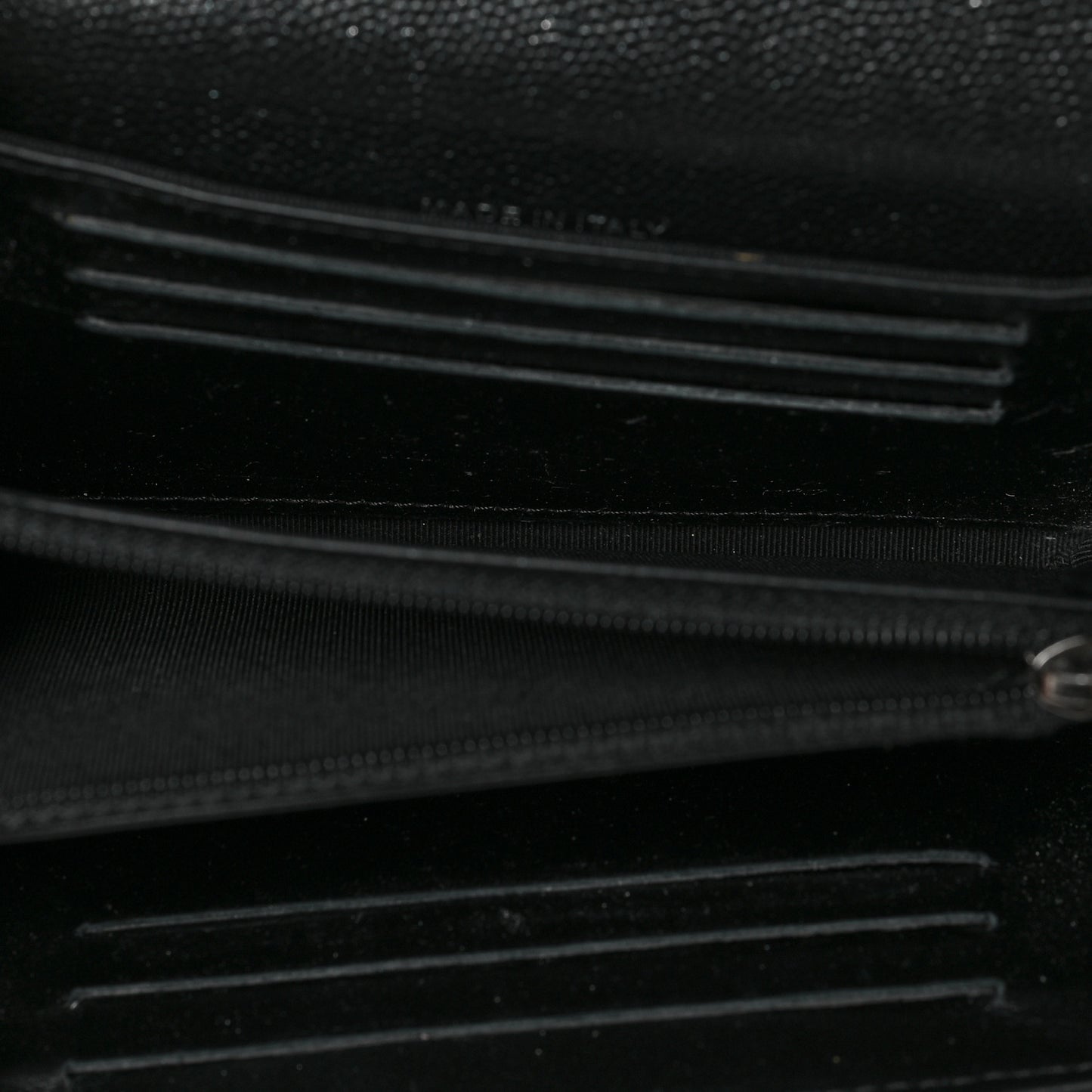 Iridescent Caviar Quilted Large Gusset Flap Wallet Black
