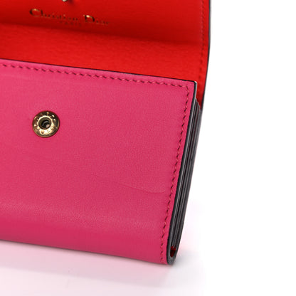 Christian Dior Smooth Calfskin Bi-Color Diorissimo Card Holder Pink Red 9 of 10