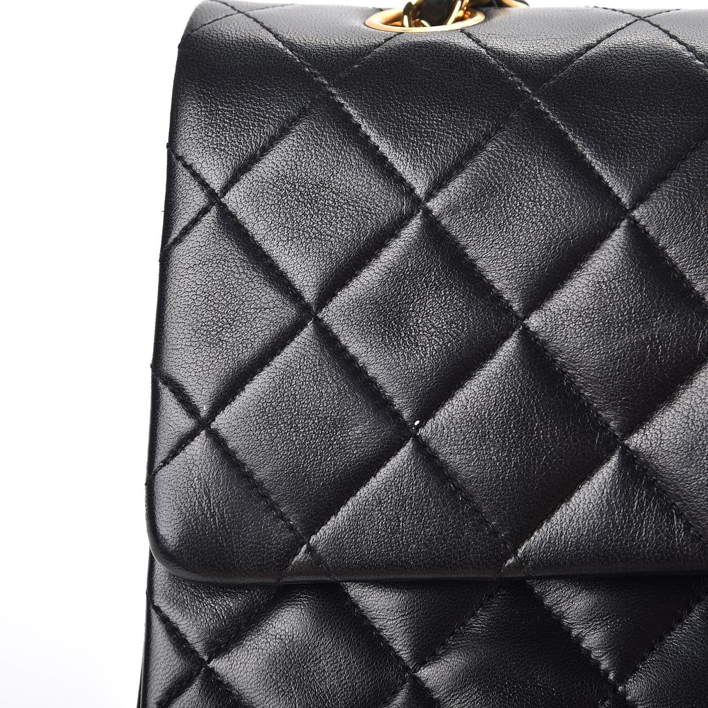 Lambskin Quilted Medium Double Flap Black