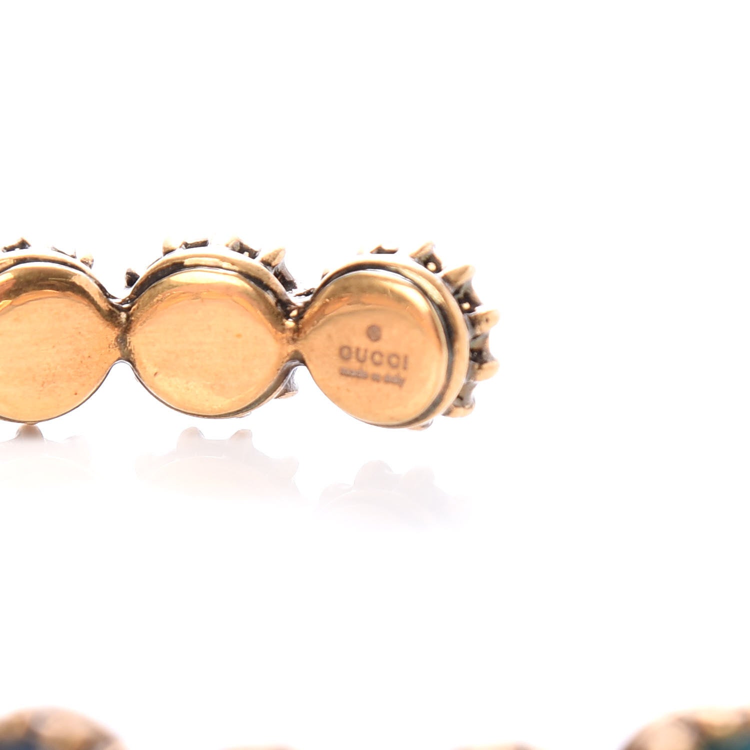 Gucci Metal Crystal Feline Cuff 18 Aged Gold Multicolor 4 of 8