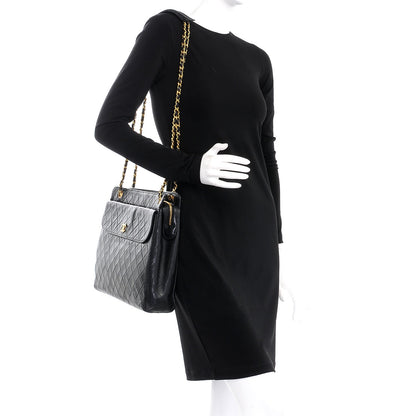 Chanel Lambskin Quilted Shopping Tote Black 2 of 9