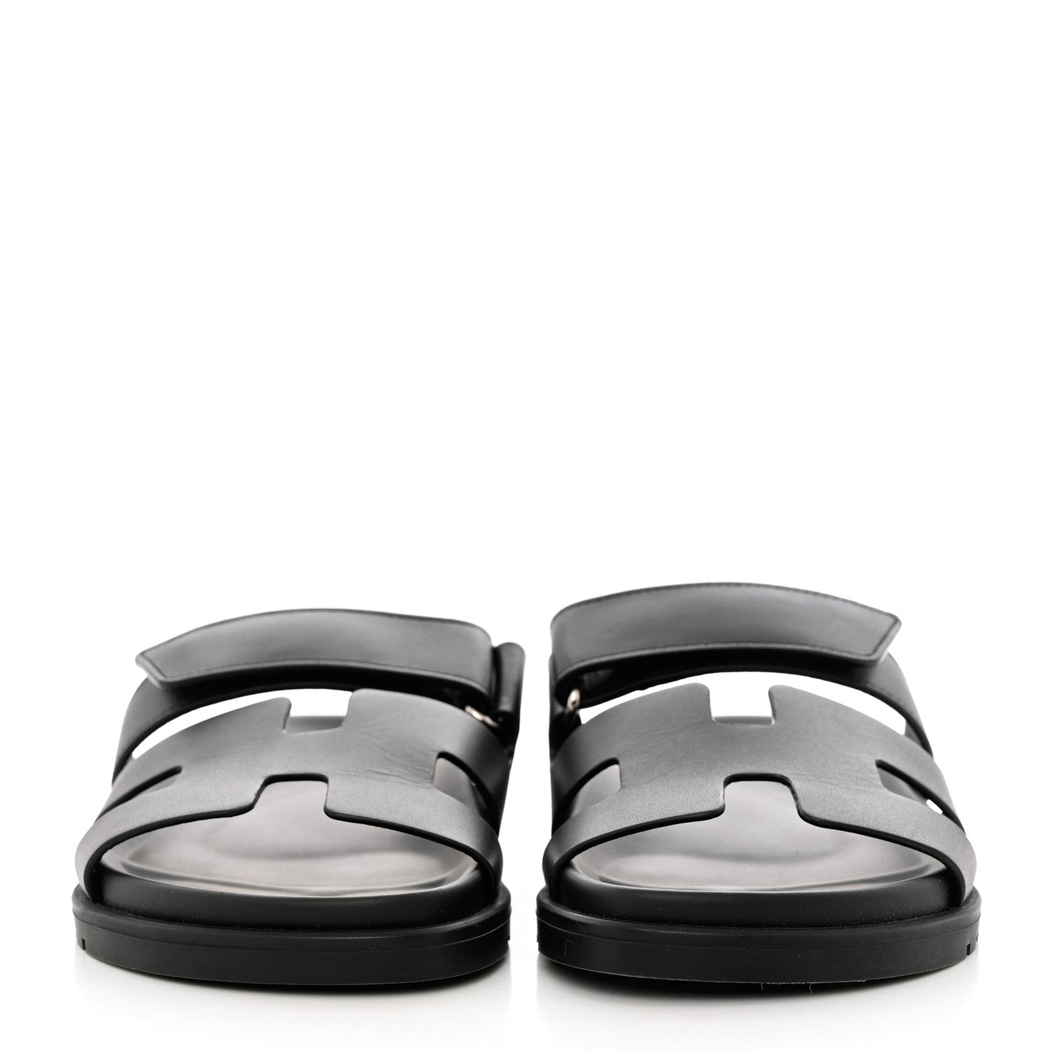 Hermes Calfskin Womens Chypre Sandals 35.5 Black 2 of 11